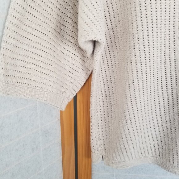 WRAP London Sweater Linen Cotton Blend Batwing Short Sleeve Split Neck US 12 - Picture 5 of 8